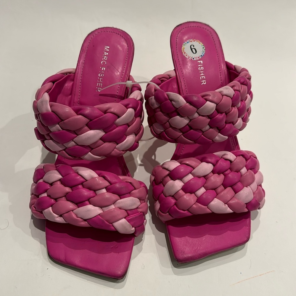 Marc Fisher Braided Sandals in different shades of Pink few rubbing/ smudges.